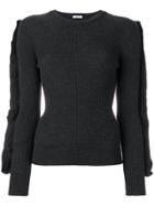 P.a.r.o.s.h. Frill Sleeve Ribbed Top - Grey