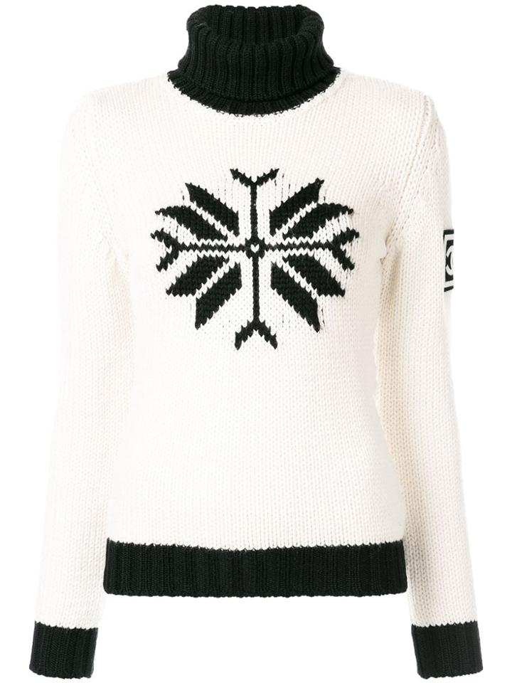 Chanel Pre-owned Funnel Neck Intarsia Jumper - White