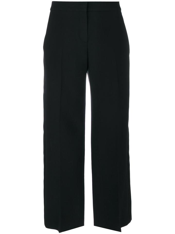 Alexander Mcqueen - Cropped Wide Leg Trousers - Women - Silk/polyamide/cupro/wool - 42, Black, Silk/polyamide/cupro/wool