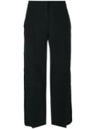 Alexander Mcqueen - Cropped Wide Leg Trousers - Women - Silk/polyamide/cupro/wool - 42, Black, Silk/polyamide/cupro/wool