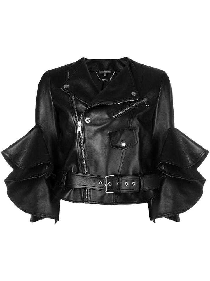 Alexander Mcqueen Flared Biker Jacket - Black