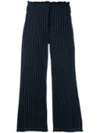T By Alexander Wang - Cropped Pinstriped Trousers - Women - Cotton - 0, Blue, Cotton
