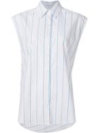 Tome 'striped Sleeveless Lace Back' Shirt - White
