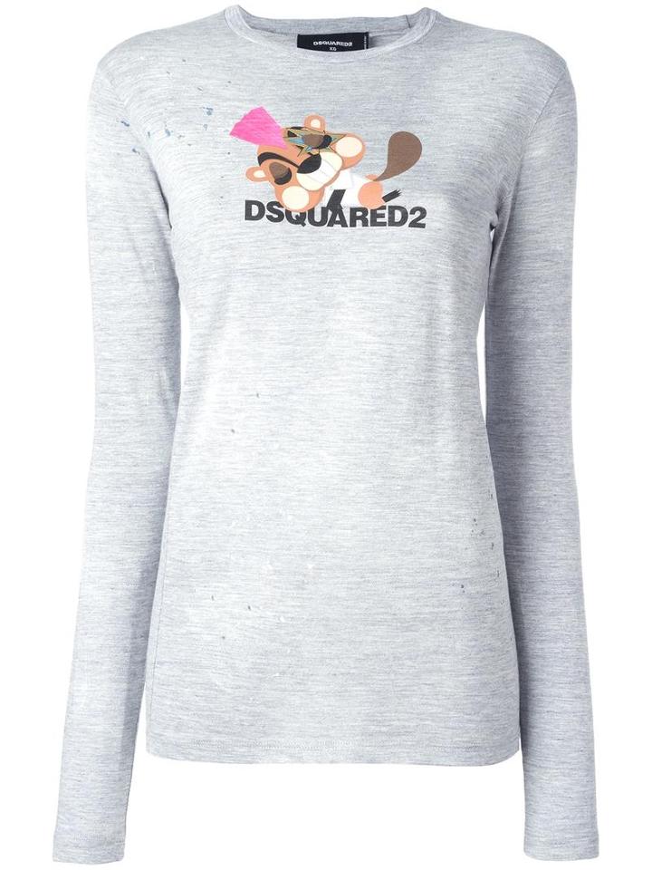 Dsquared2 Squirrel Logo T-shirt, Women's, Size: Large, Grey, Cotton/viscose