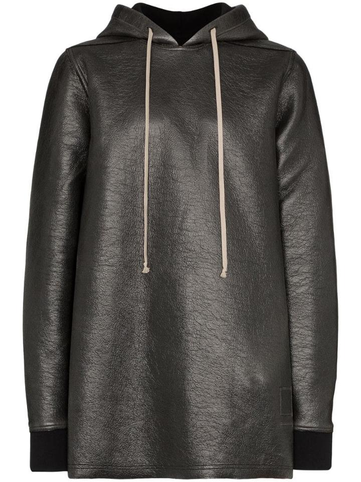 Rick Owens Drkshdw Oversized Faux-leather Hoodie - Black