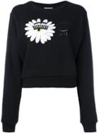 Chiara Ferragni Wink Patches Sweatshirt, Women's, Size: Medium, Black, Cotton