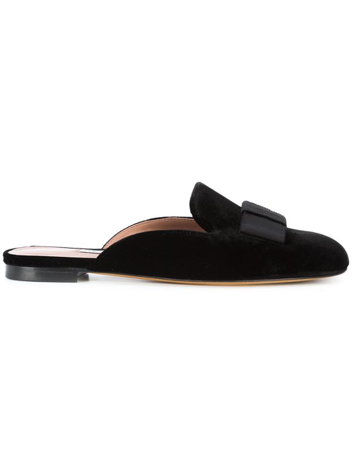 Tabitha Simmons Grosgrain Bow Slippers - Black