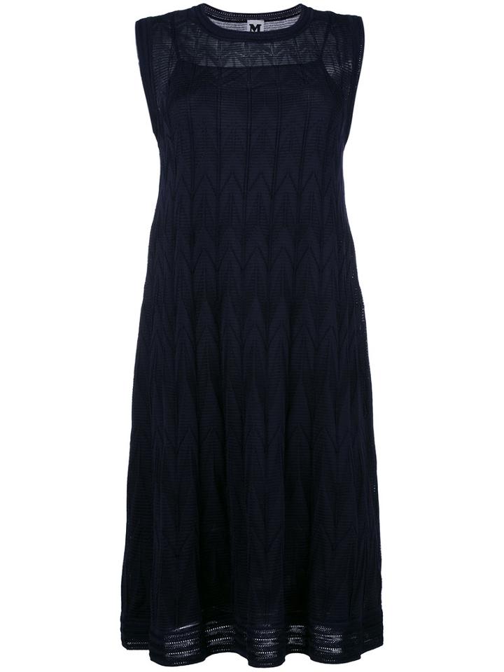 M Missoni Pleated Trim Dress, Women's, Size: 42, Blue, Cotton/viscose/polyester