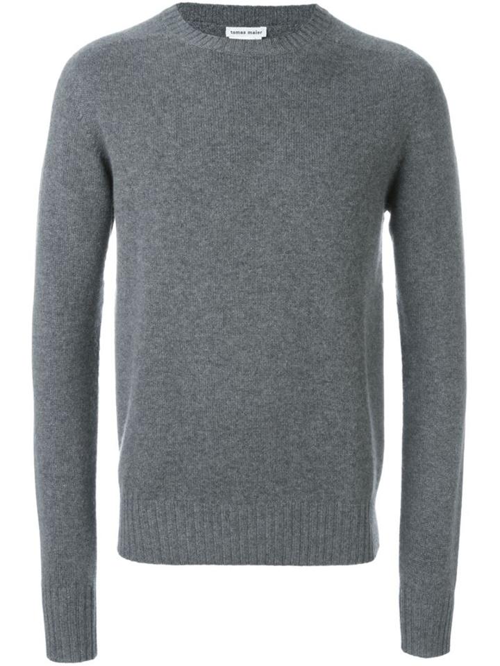 Tomas Maier Ribbed Neck Jumper, Men's, Size: Xl, Grey, Cashmere