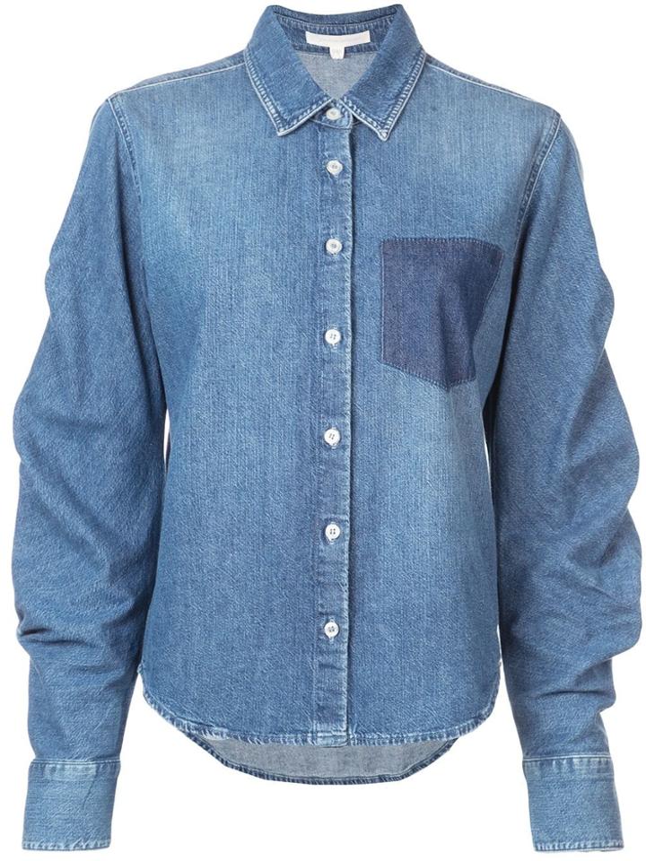 Jonathan Simkhai Denim Tucked Sleeve Shirt - Blue