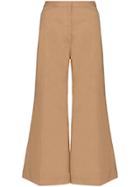 Lemaire Wide-leg Cropped Trousers - Brown