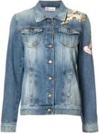 Red Valentino Bird Patches Denim Jacket, Women's, Size: 40, Blue, Cotton
