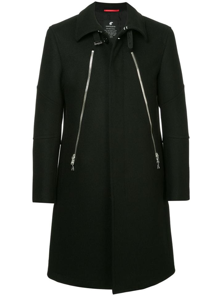 Loveless Single Breasted Zip Detail Coat - Black