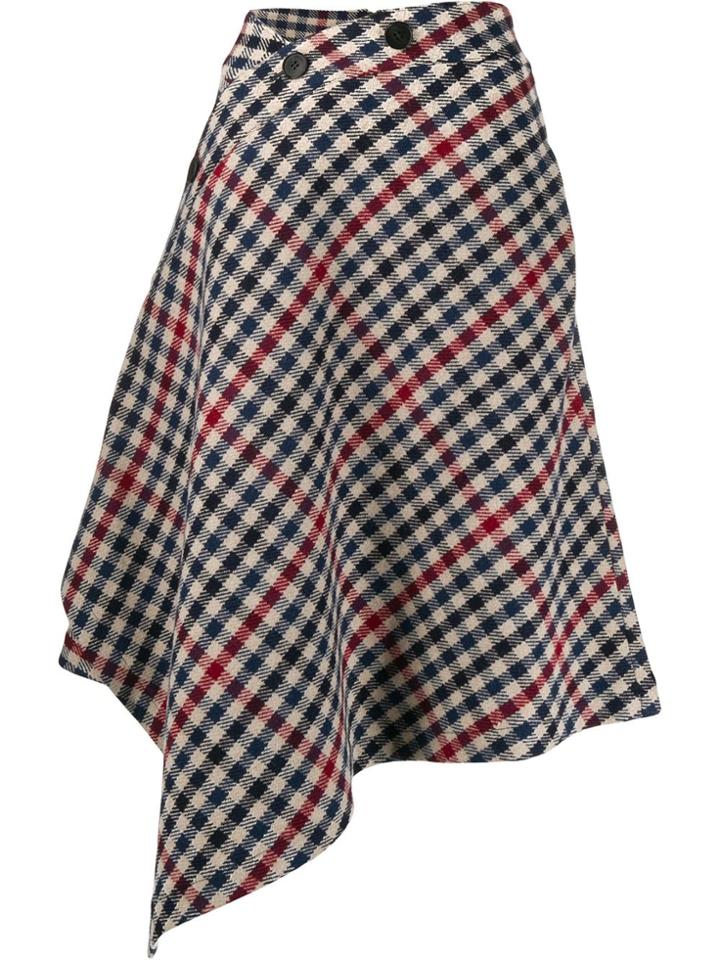 Jw Anderson Asymmetric Houndstooth Skirt - Blue