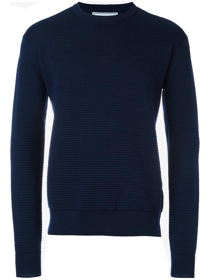 Ami Alexandre Mattiussi Crew Neck Jumper, Men's, Size: Xl, Blue, Merino