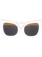 Linda Farrow Oversized Sunglasses, White, Acetate