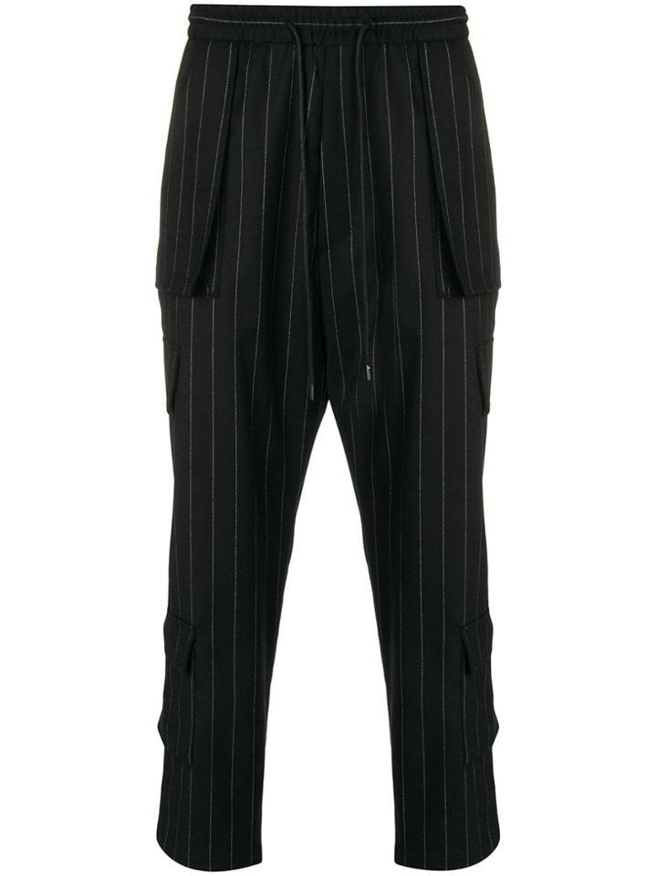 Juun.j Striped Multi-pocket Trousers - Black