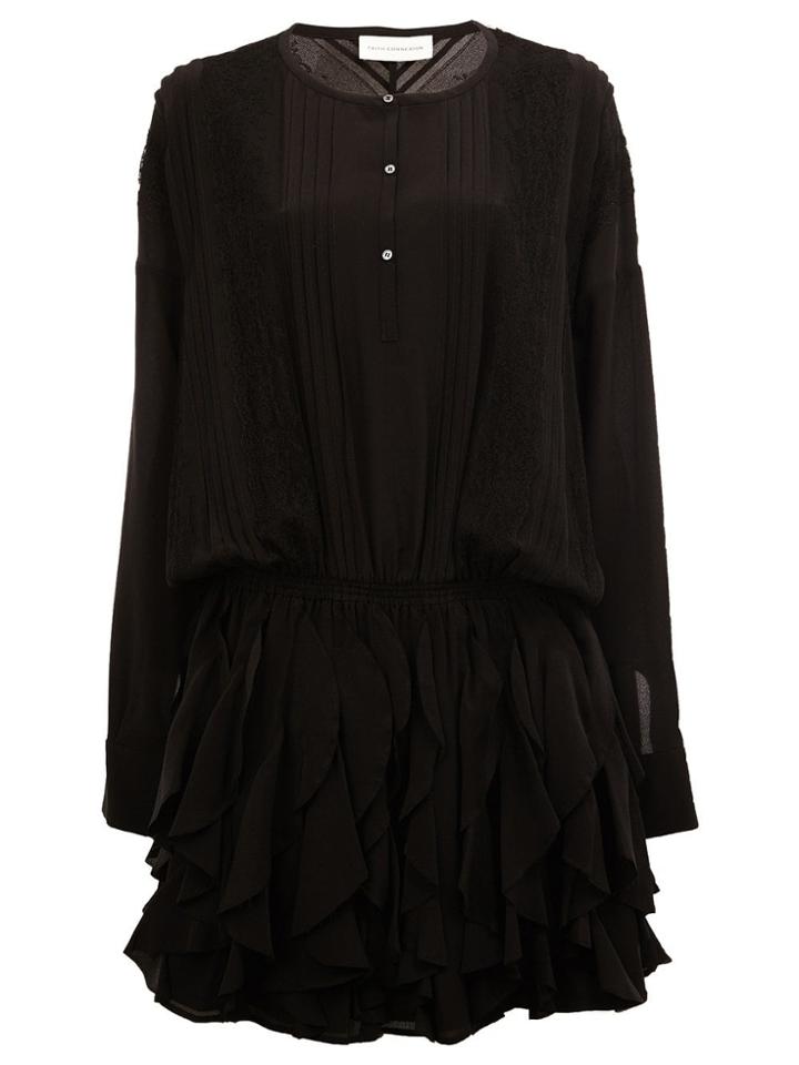 Faith Connexion Lace Detail Ruffled Dress - Black
