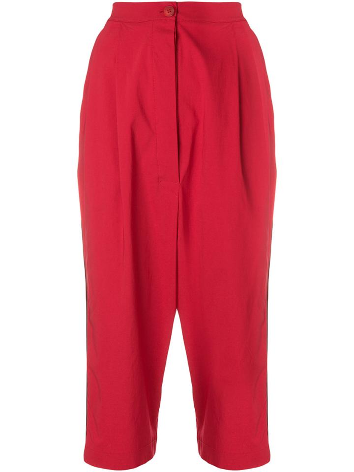 Marc Ellis Dropped Crotch Cropped Trousers - Red