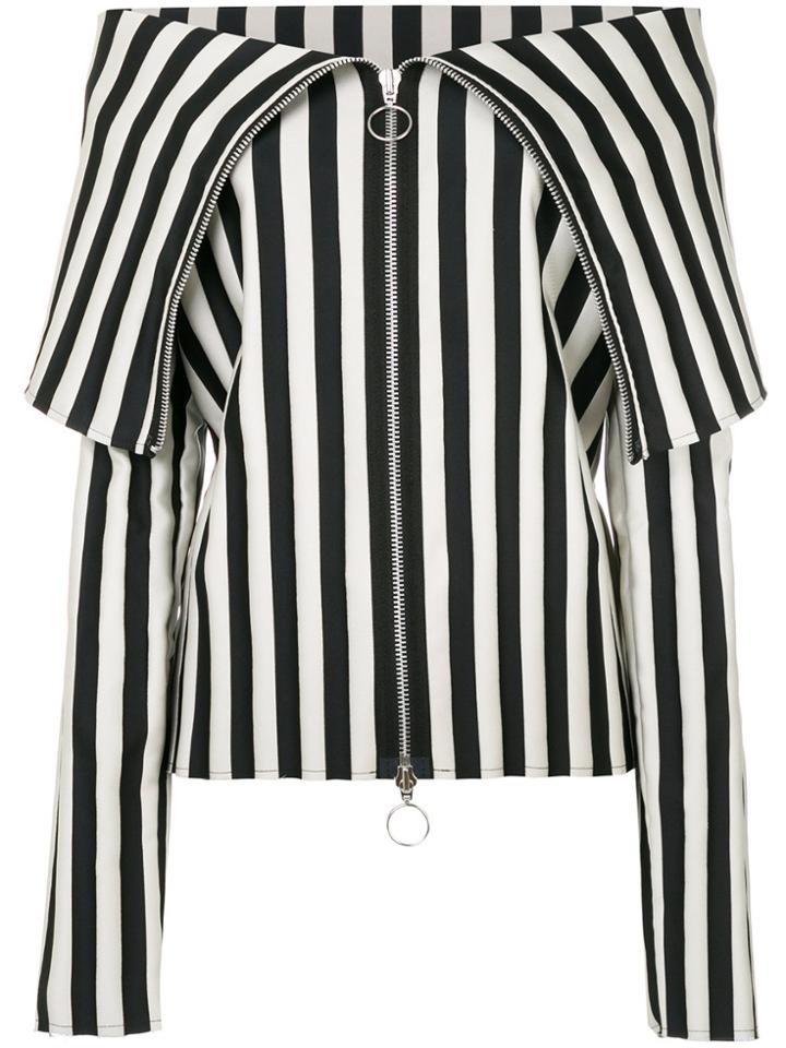 Marques'almeida Foldover Collar Striped Top - Black