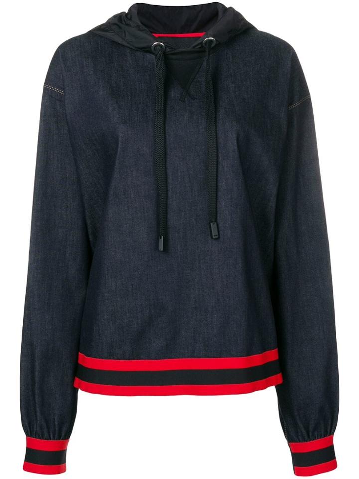 No Ka' Oi Printed Stripe Trim Zip Hoodie - Blue