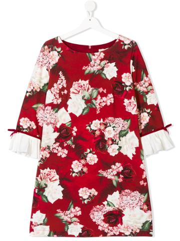Monnalisa Chic Floral Print Dress - Red