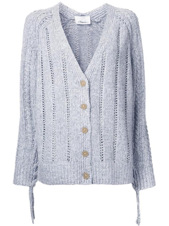 3.1 Phillip Lim Pointelle Cardigan, Women's, Size: Small, Grey, Polyamide/viscose/wool/angora