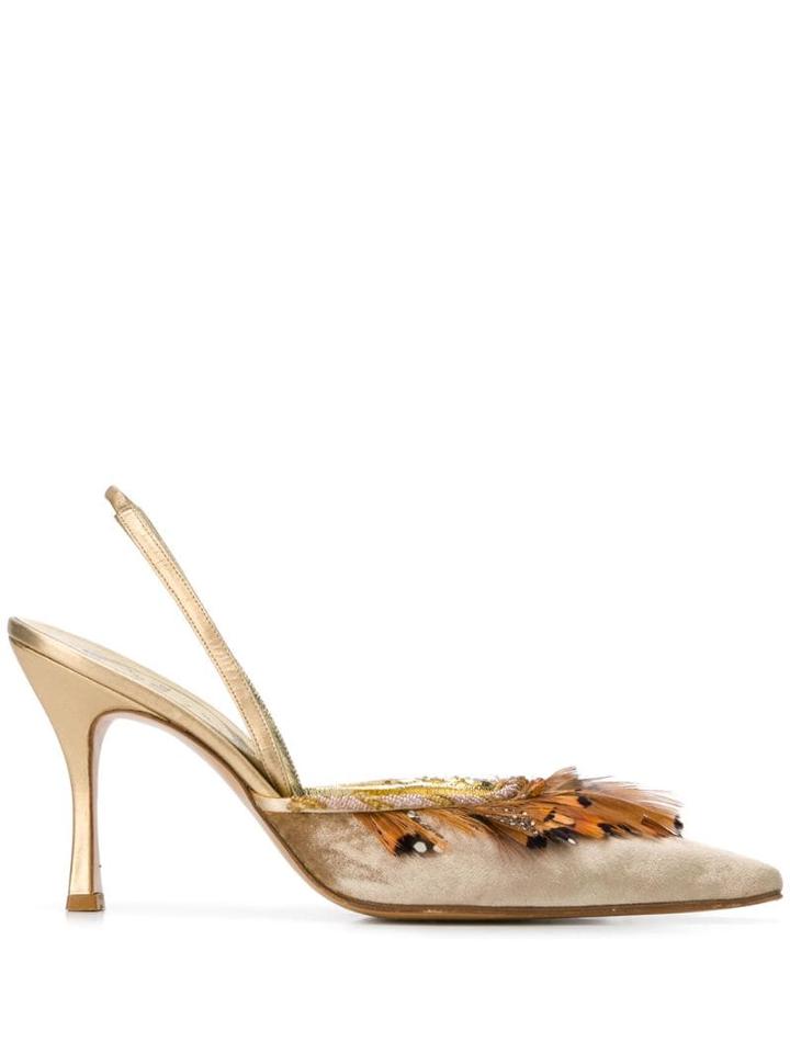 A.n.g.e.l.o. Vintage Cult 2000's Feather Embellished Pumps - Neutrals