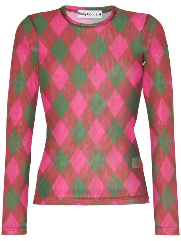Molly Goddard Freddie Argyle Mesh Top - Multicoloured