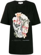 Alexander Mcqueen Skull And Floral Print T-shirt - Black