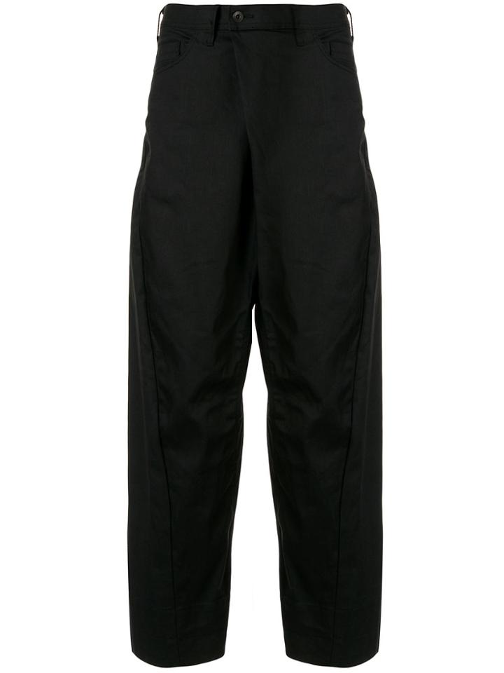 Julius Curved Wide Leg Trousers - Black