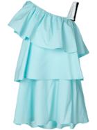 Au Jour Le Jour Tiered Asymmetric Ruffle Dress - Blue
