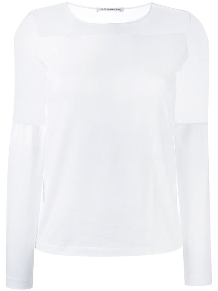 Stefano Mortari - Sheer Details Blouse - Women - Cotton/polyamide - 42, Women's, White, Cotton/polyamide