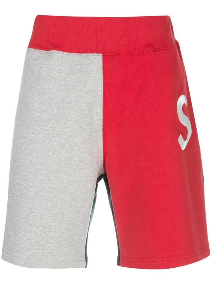Supreme Logo Colourblock Sweatshorts - Red