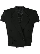 Dolce & Gabbana - Cropped Short Sleeve Jacket - Women - Silk/polyester/spandex/elastane/virgin Wool - 42, Black, Silk/polyester/spandex/elastane/virgin Wool