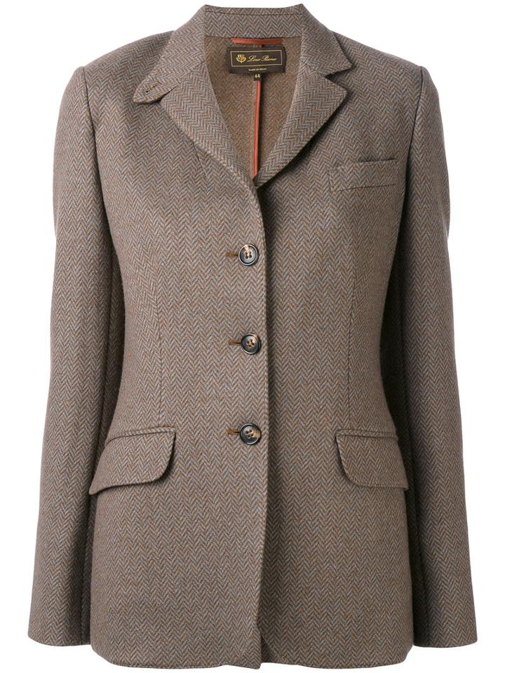 Loro Piana - London Bridthe Blazer - Women - Silk/leather/spandex/elastane/cashmere - 44, Brown, Silk/leather/spandex/elastane/cashmere