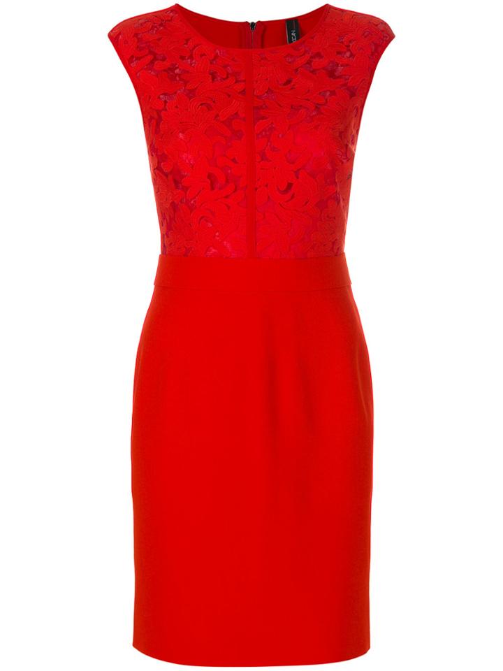 Marc Cain Lace Bust Dress - Red