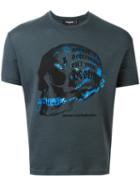 Dsquared2 Skull Print T-shirt, Men's, Size: Large, Grey, Virgin Wool
