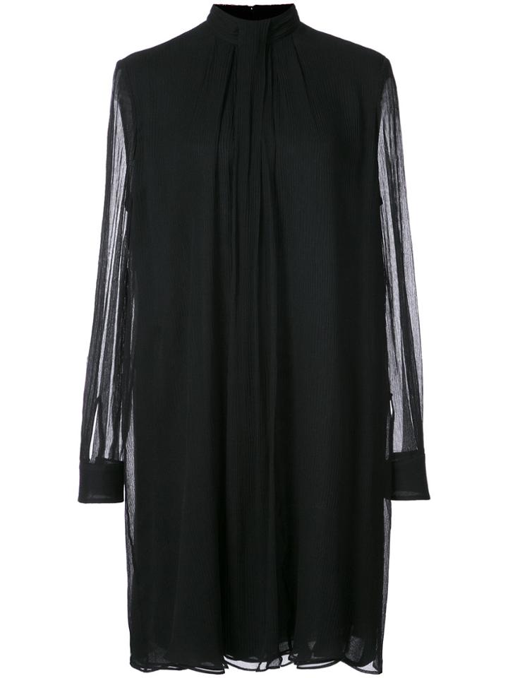 Alexander Mcqueen High Neck Pleated Dress - Black