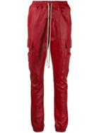 Rick Owens Larry Leather Cargo Trousers - Red