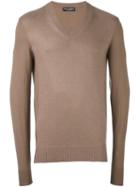 Dolce & Gabbana Contrast Sleeve Jumper, Men's, Size: 48, Brown, Cashmere
