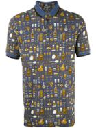 Dolce & Gabbana Musical Printed Polo Shirt, Men's, Size: 50, Blue, Cotton