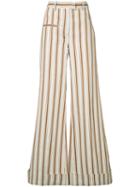 Rosie Assoulin B-boy Striped Palazzo Pants, Size: 0, Nude/neutrals, Cotton/linen/flax