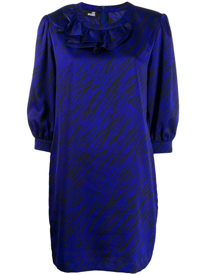 Love Moschino Zebra Print Satin Dress - Blue