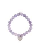 Sydney Evan 14kt White Gold Diamond Heart Charm Bracelet - Purple