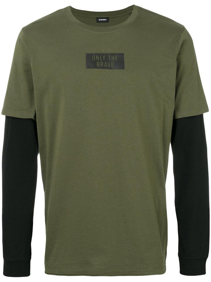 Diesel - Contrast Sweatshirt - Men - Cotton - S, Green, Cotton