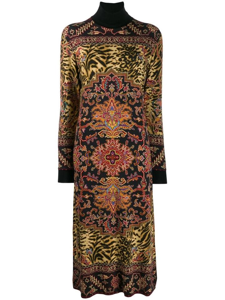 Etro Paisley Print Knit Dress - Black
