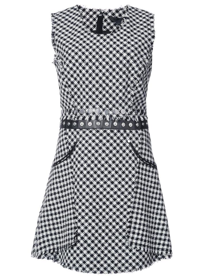 Alexander Wang - Fringe Trim Checked Dress - Women - Cotton/nylon/viscose - 2, Black, Cotton/nylon/viscose