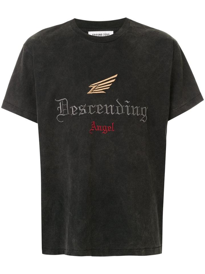 Ground Zero Descending Angel Embroidered T-shirt - Grey