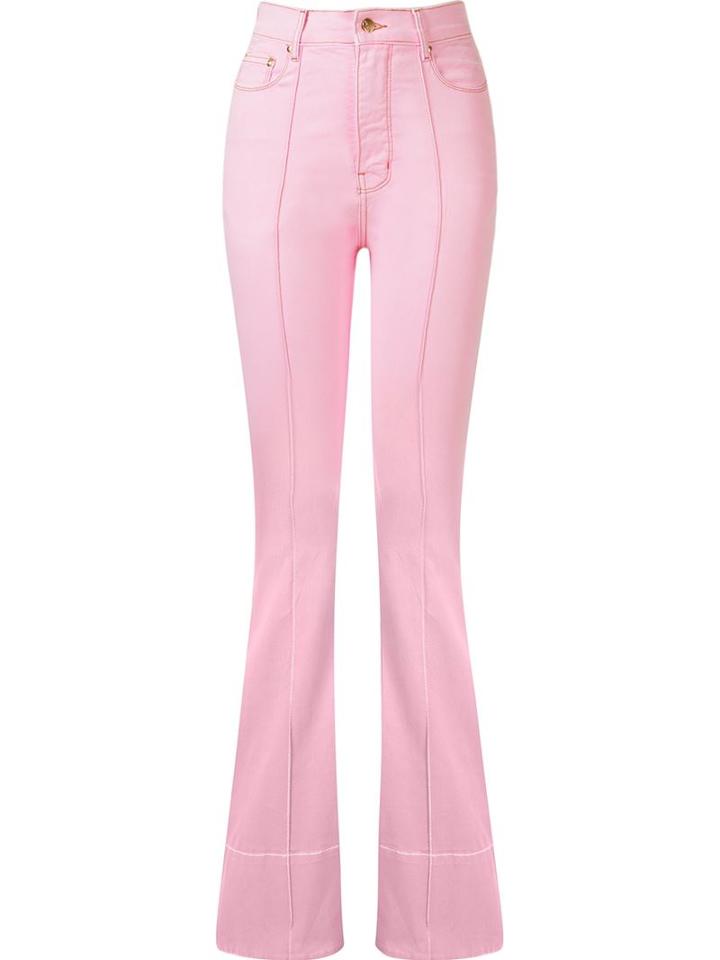 Amapô High Waist Flared Trousers, Women's, Size: 36, Pink/purple, Cotton/spandex/elastane